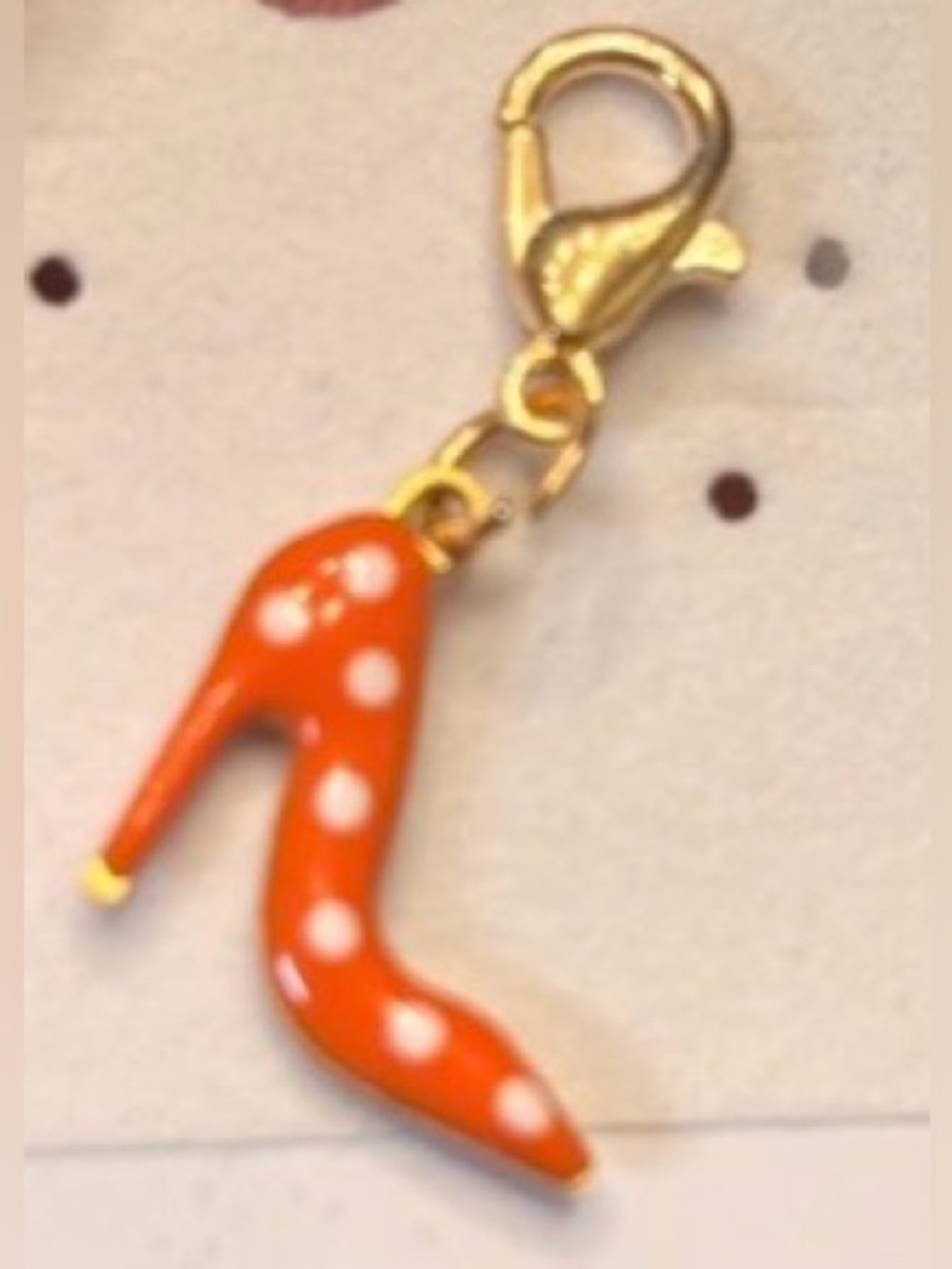 New clip on Orange Polka Dot High Heel Charm